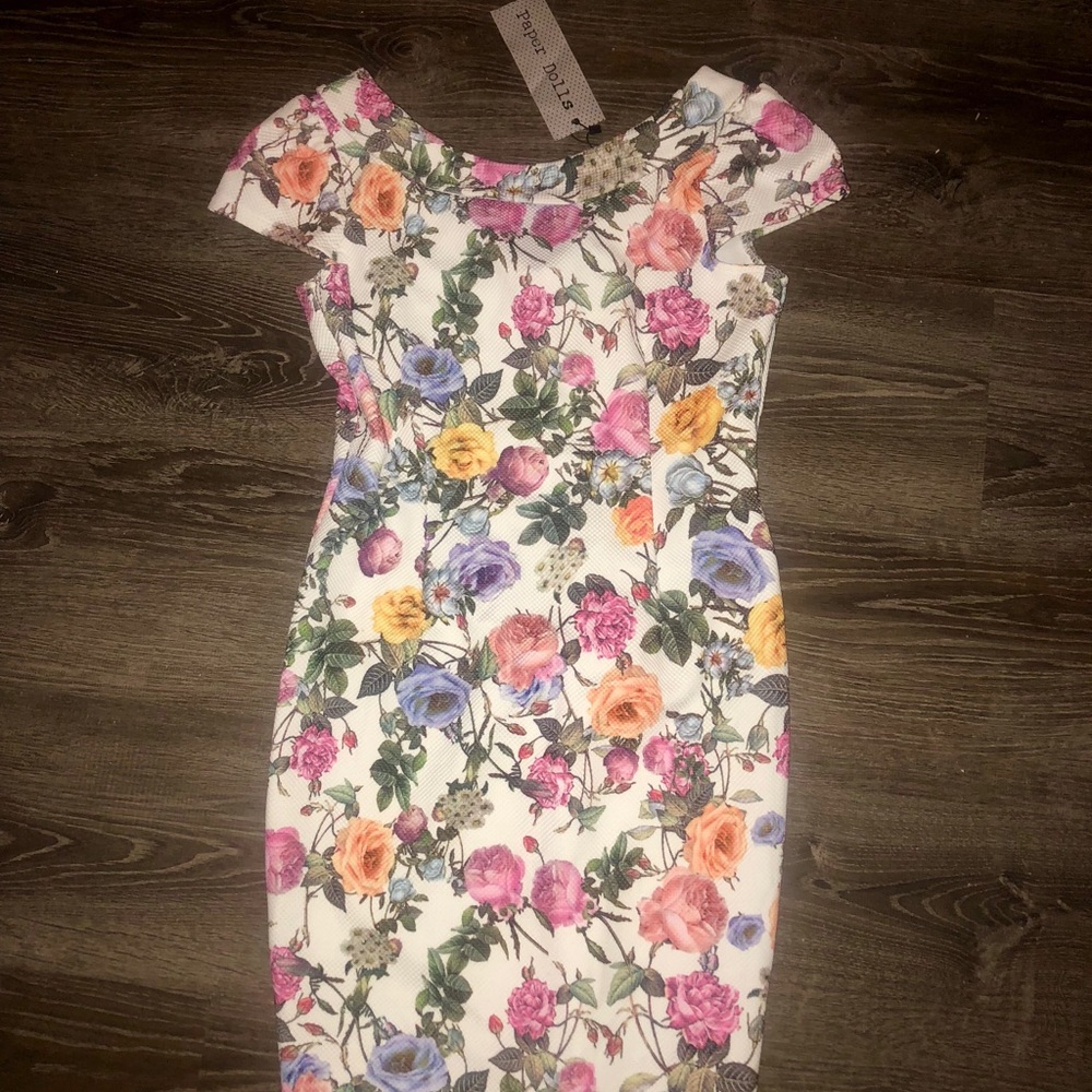 Paper Dolls floral pencil dress